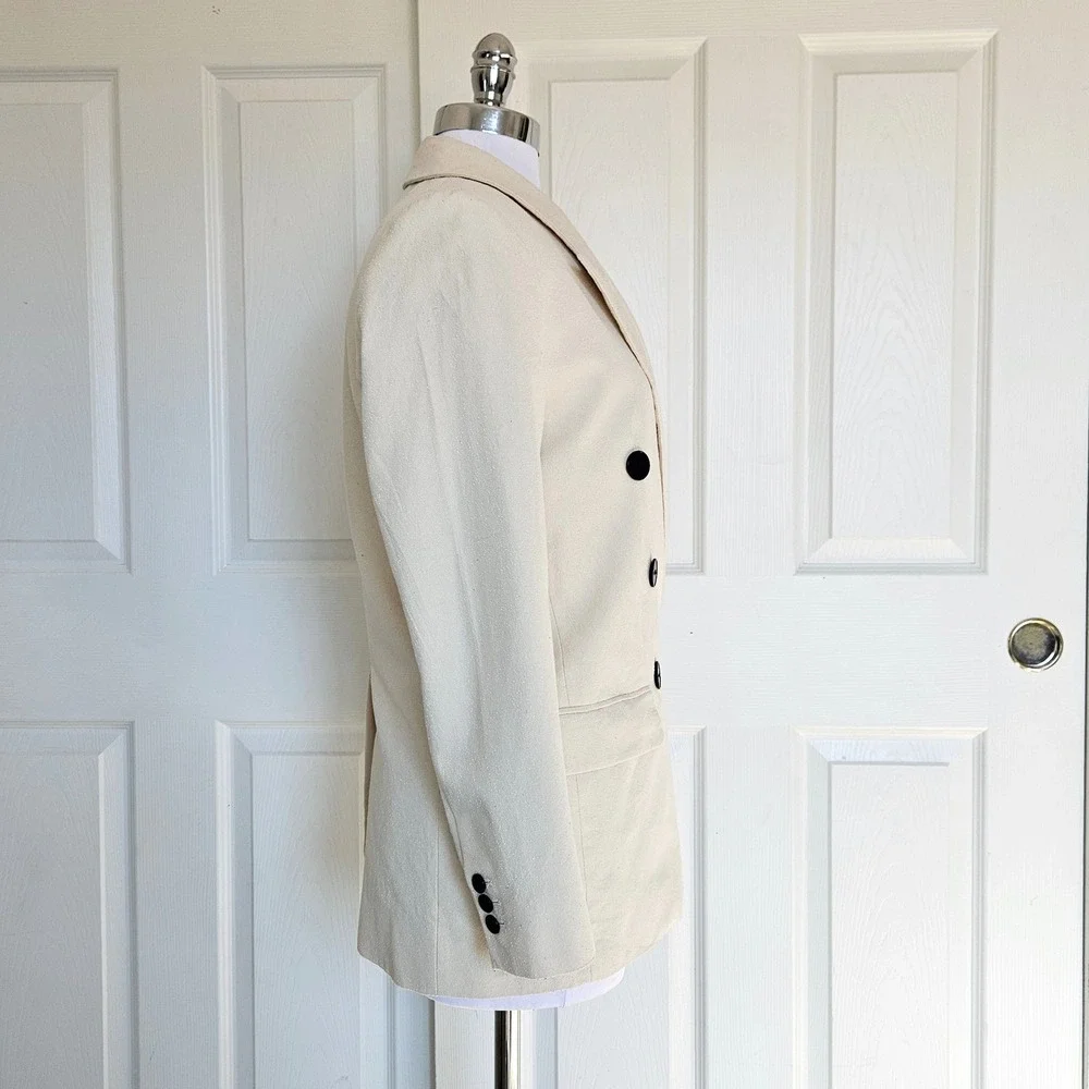 Isabel Etoile Marant Cotton Blend Textured Blazer‎ Jacket in Ivory Size 34 / XS